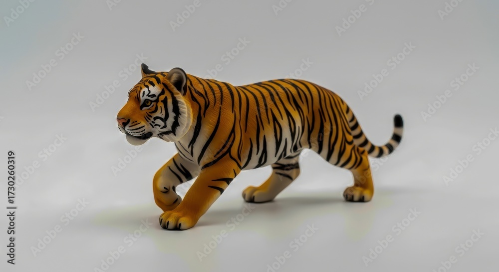 Obraz premium Majestic Tiger Figurine Prowling in Studio Setting Detailed Shot