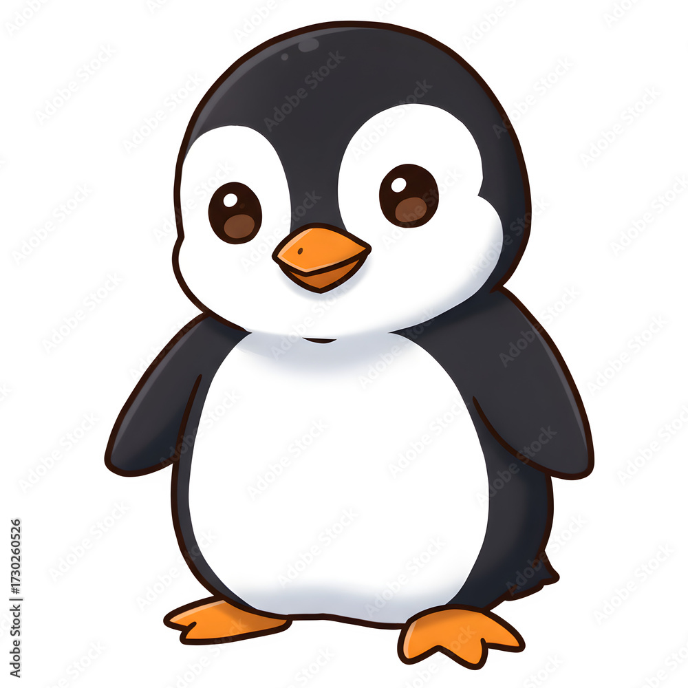 Fototapeta premium Cute cartoon penguin character isolated on transparent background