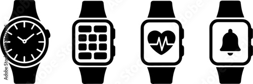Smartwatchs Set Featuring Classic Clock App Health Monitor Alert