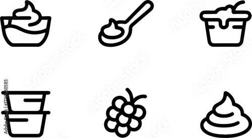 Desserts Collection Line Art for Menu Design and Coloring Books