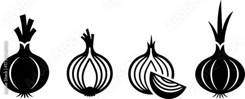 Stylized Onion Vector Designs for Food Themes and Culinary Art