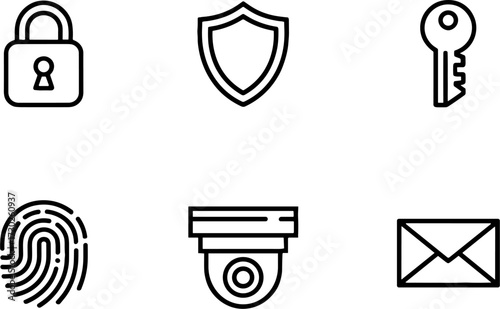 Securitys Set with Lock Shield Key Fingerprint Camera Envelope