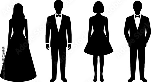 Elegant Silhouette Couples in Formal Attire for Fashion Design