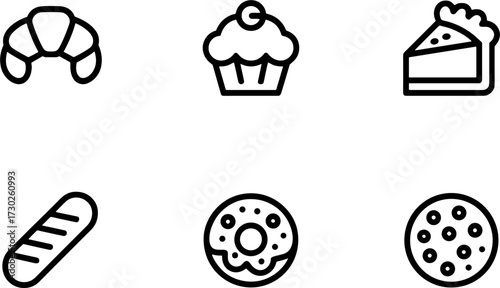 Delicious Desserts Including Croissant Cupcake Donut Cookie