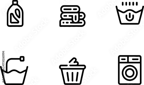 Laundry Cares Detergent Clothes Washing Machine Basket Water Symbols for Cleaning Instructions