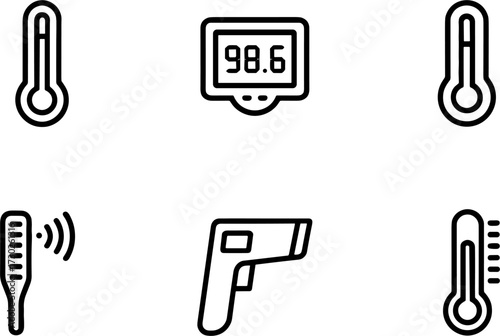 Medical Thermometers Temperature Measurement Health Monitoring Fever Detection Vector Design for Medical Apps