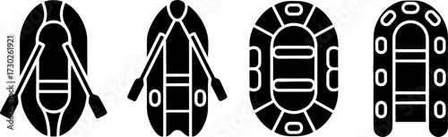 Four Styles of Inflatable Raft Vector Illustration for Outdoor Design