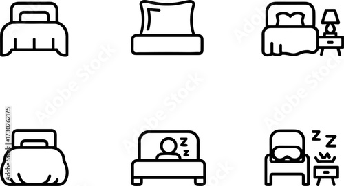 Bedroom Bed Pillow and Sleepings Set for Interior Design and Home Comfort Illustration