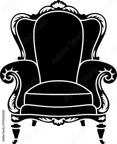 Elegant Vintage Armchair Silhouette Design for Home Decor Projects