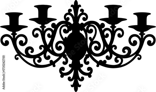 Elegant Ornate Candelabra Silhouette Design for Home Decor Projects