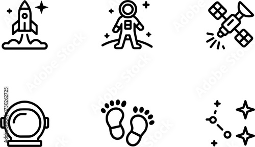 Space Explorations Rocket Astronaut Satellite Footprints