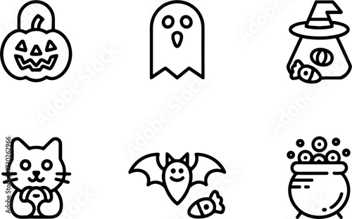 Halloweens Collection Pumpkin Ghost Cat Bat Cauldron