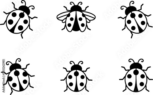 Cute Ladybug Vector Design for Childrens Coloring Books and Crafts