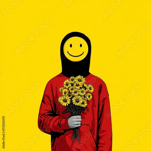 Illustration of happy emotions, joyful facial expression artwork, positive mood concept, cheerful character drawing, psychology and mental health theme, emotional wellbeing design