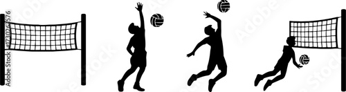 Dynamic Volleyball Players Silhouettes Action Sports Design