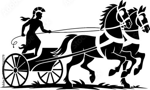 Ancient Roman Gladiator Driving Two Horse Chariot Battle Scene Tattoo Design