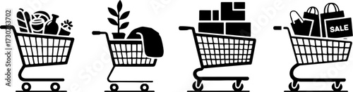 Shopping Carts with Varied Contents for Retail Graphics