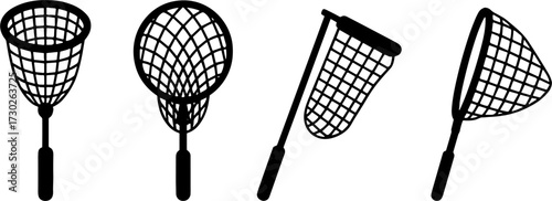 Various Fishing Nets Silhouettes for Watersport Activities