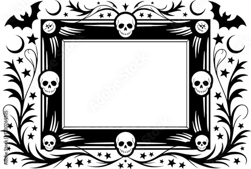Skull and Bat Decorative Frame for Halloween Craft Projects
