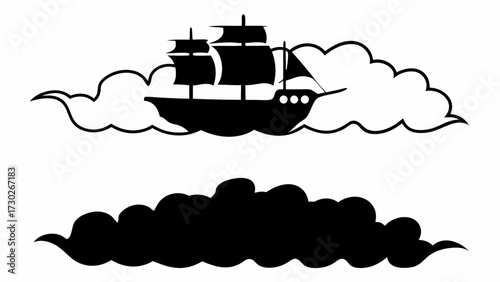 Bold pirate ship sailing on stormy seas, a symbol of adventure, perfect for nautical themes or historical illustrations, a journey into the unknown awaits