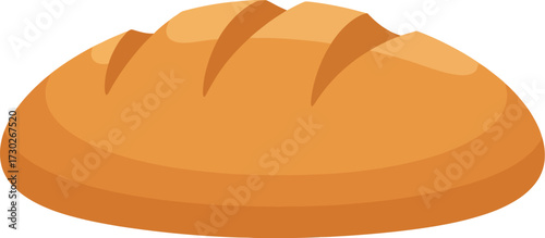 Cartoon illustration of a loaf of crusty bread with scoring on top, isolated on a white background.