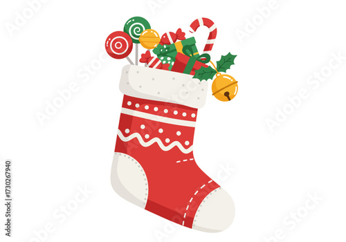 Christmas Stocking Filled with Treats and Holiday Cheer.