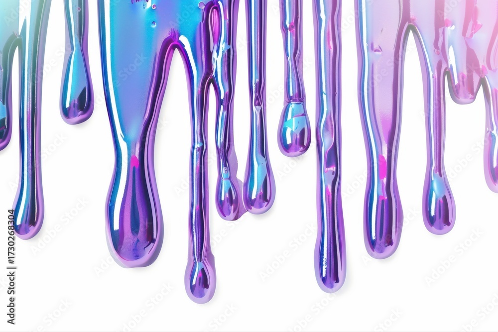 Naklejka premium Dripping Iridescent Liquid Pastel Drip Effect Shiny Colorful Background on transparent background