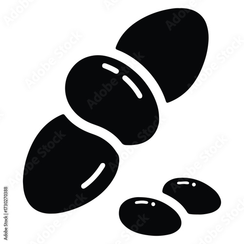 Black and white coffee bean illustration for cafe design projects