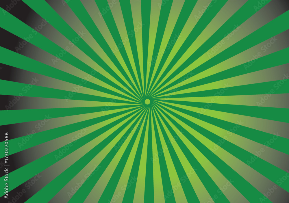 Fototapeta premium Green Abstract Sunburst Background with Radial Lines