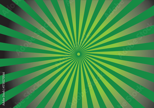 Green Abstract Sunburst Background with Radial Lines