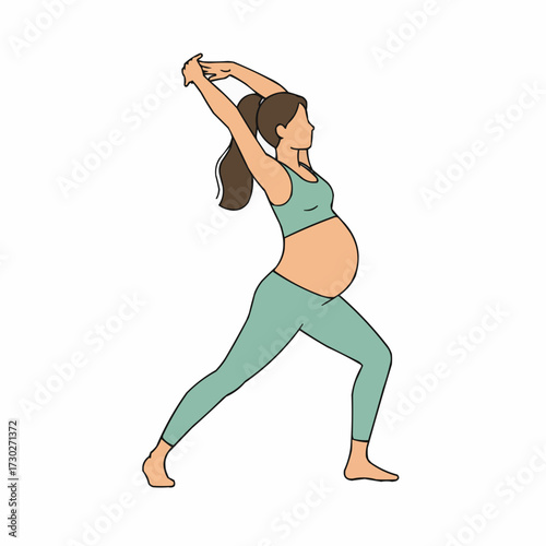 Pregnant woman stretching in active wear with a relaxed posture  