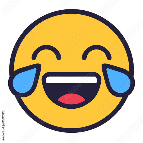 Vibrant Yellow Face with Tears of Joy Emoji: A Universal Symbol of Overwhelming Laughter, Extreme Happiness, and Deep Amusement, Perfect for Expressing Hilarity in Digital Conversations, Social Media,