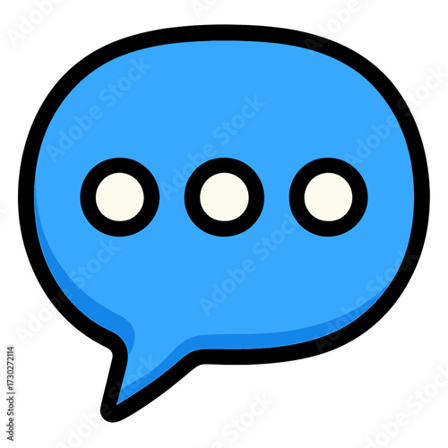 Blue chat bubble icon with ellipsis dots. Signifies typing or pending message. Great for communication apps, social media, and UI design. A sleek, modern vector graphic for digital interaction and use