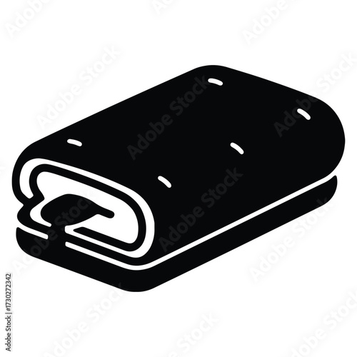 Delicious crepe roll filled with chocolate spread isolated dessert illustration