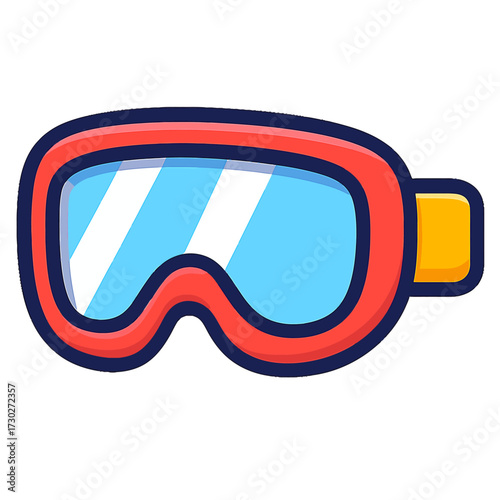 Premium red ski goggles with blue reflective lenses and yellow strap. Designed for superior anti-fog vision, UV protection, and comfort in winter sports. Ideal for skiing, snowboarding, mountain adven