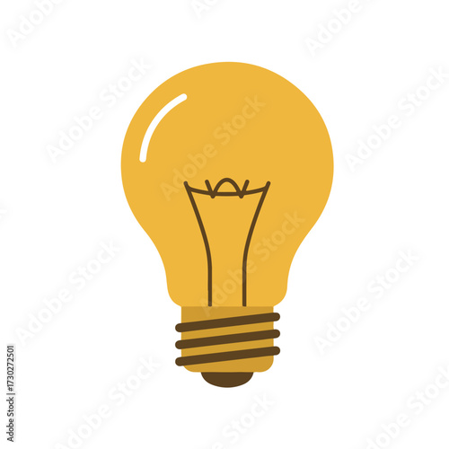 Simple yellow bulb with dark brown base and filament