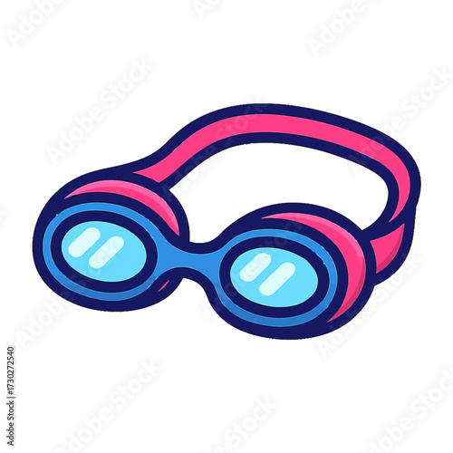 Vibrant Cartoon Swimming Goggles Icon - Stylish Pink & Blue Aquatic Eyewear for Pool, Beach, Water Sports, & Underwater Adventures. Fun, Modern Design with Clear Lenses for Optimal Vision & Eye Protec