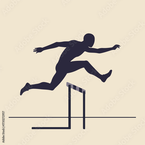 Silhouette of a person jumping over a hurdle in an athletic race