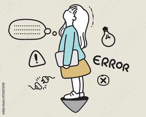 A young woman who feels tired and discouraged at work