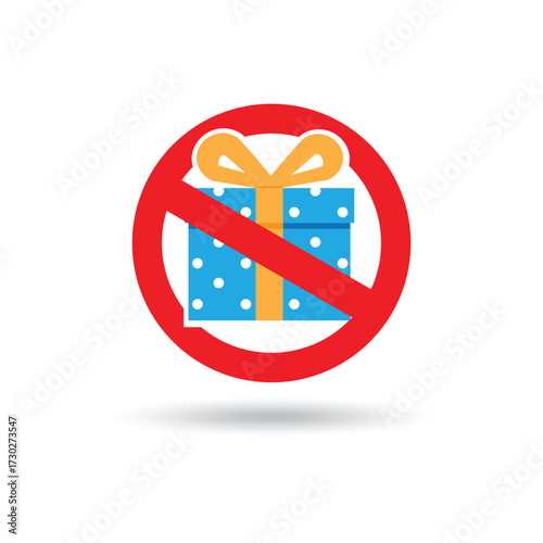 vector illustration prohibited from bringing or giving gifts.