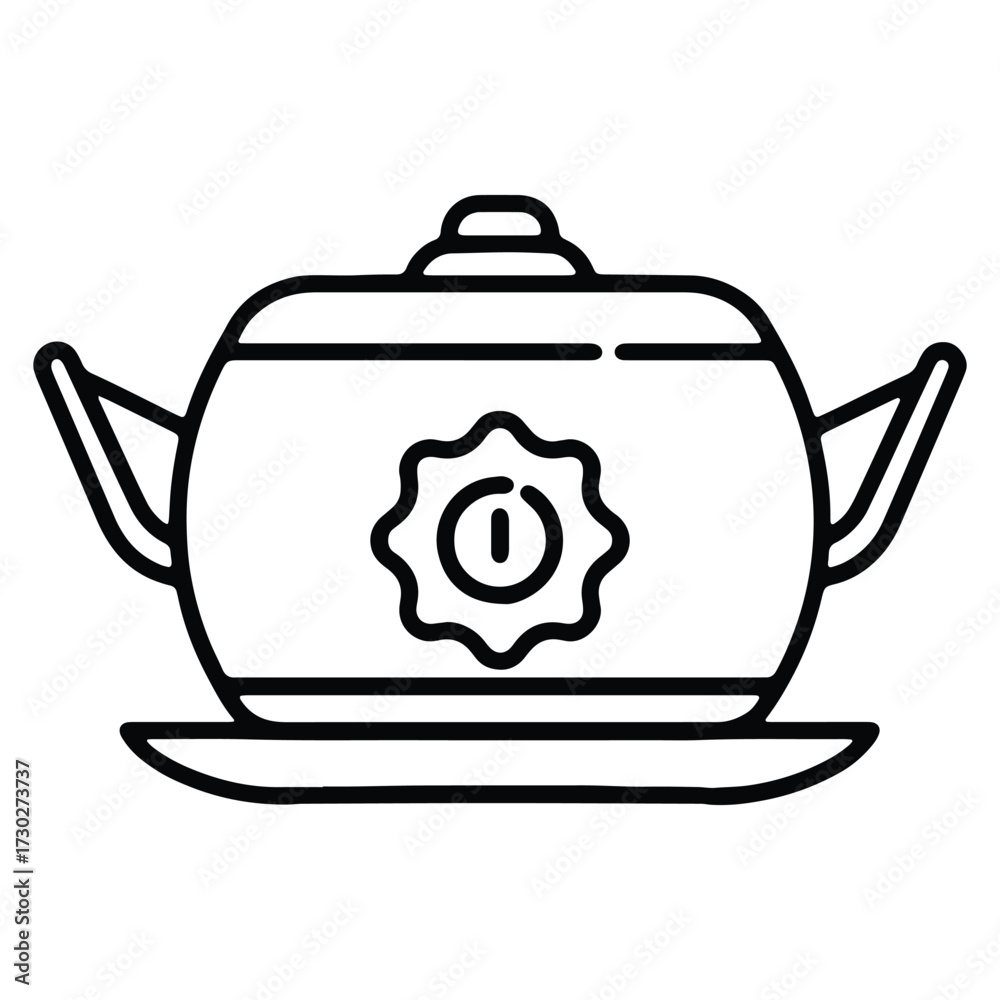 Obraz premium Elegant teapot outline icon illustration for tea and beverage designs