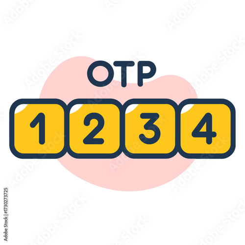 Secure your digital world with this essential OTP (One-Time Password) illustration, featuring a four-digit numeric code '1234' for robust two-factor authentication, critical account verification, and