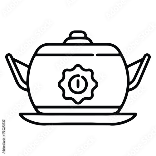 Elegant teapot outline icon illustration for tea and beverage designs