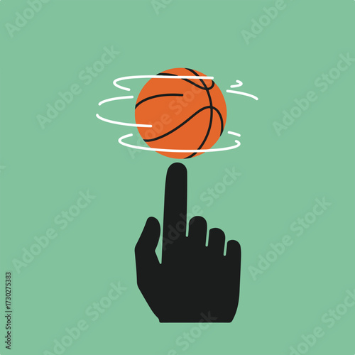 Orange basketball spinning atop a finger
