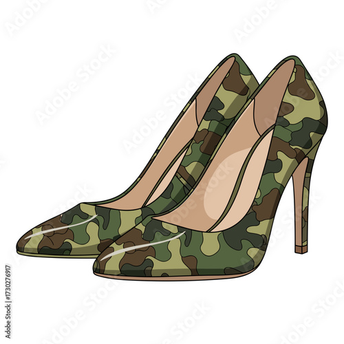 camouflage high heels, camo heels, military fashion shoes, elegant camo shoes, heels with cross, camo stilettos, strong woman symbol, camo fashion, army style heels, camo print shoes, feminine strengt