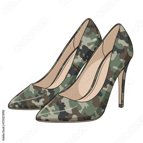 camouflage high heels, camo heels, military fashion shoes, elegant camo shoes, heels with cross, camo stilettos, strong woman symbol, camo fashion, army style heels, camo print shoes, feminine strengt