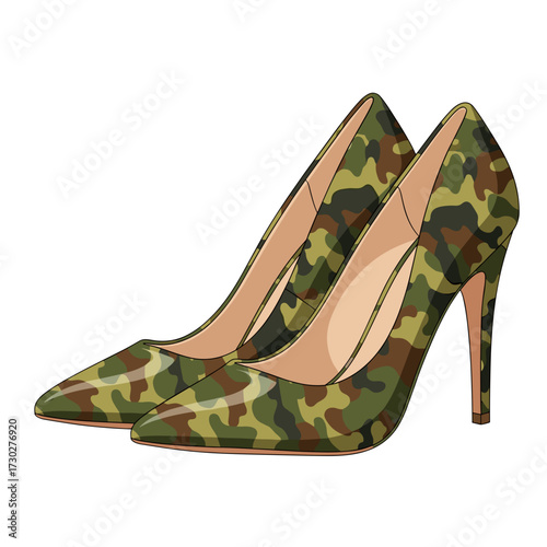 camouflage high heels, camo heels, military fashion shoes, elegant camo shoes, heels with cross, camo stilettos, strong woman symbol, camo fashion, army style heels, camo print shoes, feminine strengt