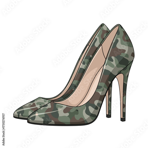 camouflage high heels, camo heels, military fashion shoes, elegant camo shoes, heels with cross, camo stilettos, strong woman symbol, camo fashion, army style heels, camo print shoes, feminine strengt