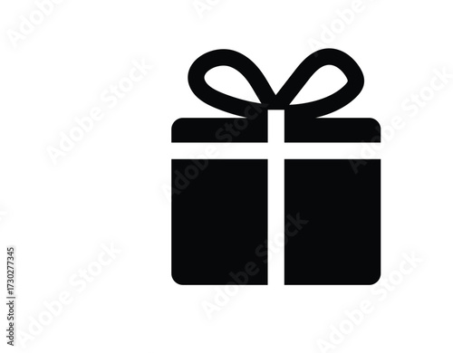 Gift Icon: A minimalist illustration of a black gift box tied with a bow, representing surprise, celebration, and generosity. 