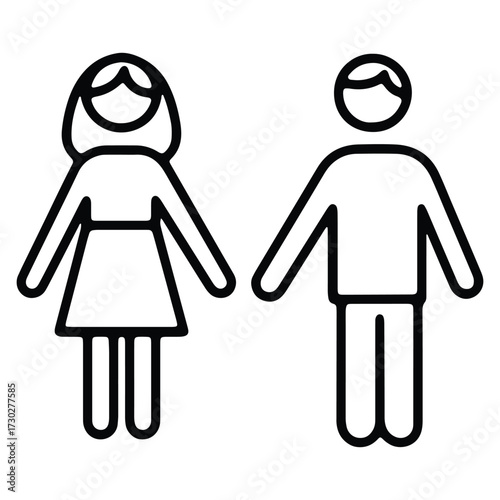 Simple line drawing of a gender neutral man and woman